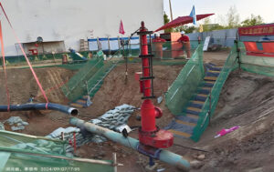 Pipeline Encroachment Remediation: Equipment setup for pipeline replacement at Xianggan Wuxin pipeline project site