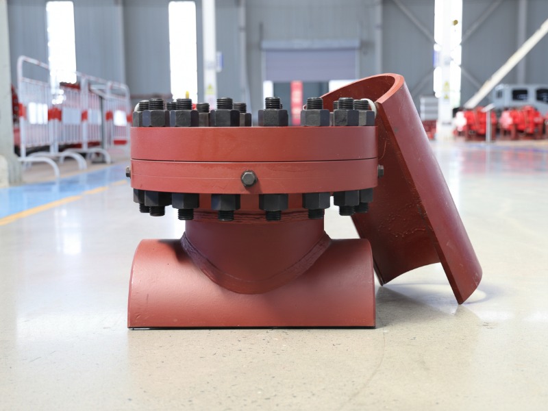 A heavy-duty red industrial steel pipeline plug with a bolted flange design, specifically engineered for high-temperature pipeline isolation and hot tapping maintenance.