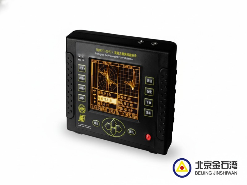 SMART-2097+ Intelligent Multi-frequency Eddy Current Flaw Detector displaying real-time signal analysis waveforms on a high-contrast screen for non-destructive material testing.