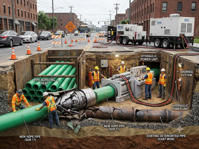 municipal-trenchless-pipe-bursting-construction-site