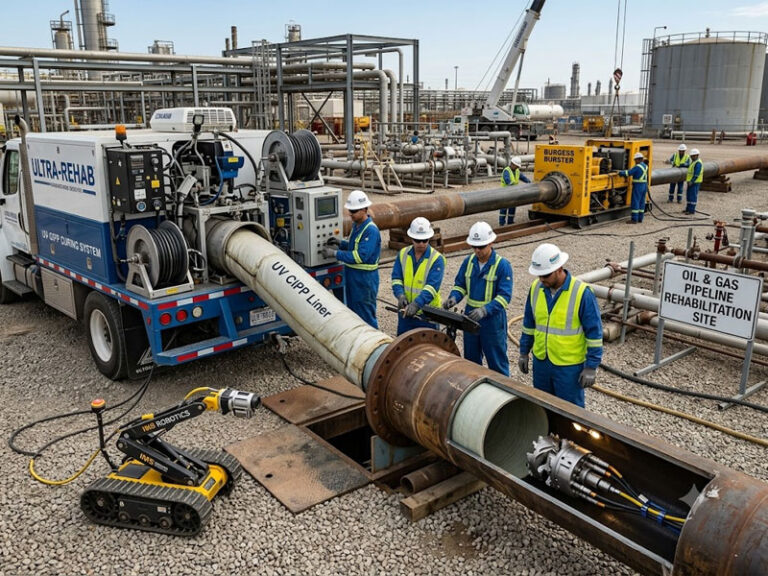 Leading trenchless pipeline rehabilitation equipment manufacturers including UV-CIPP curing systems, robotic cutters, pipe bursting equipment and inspection robots