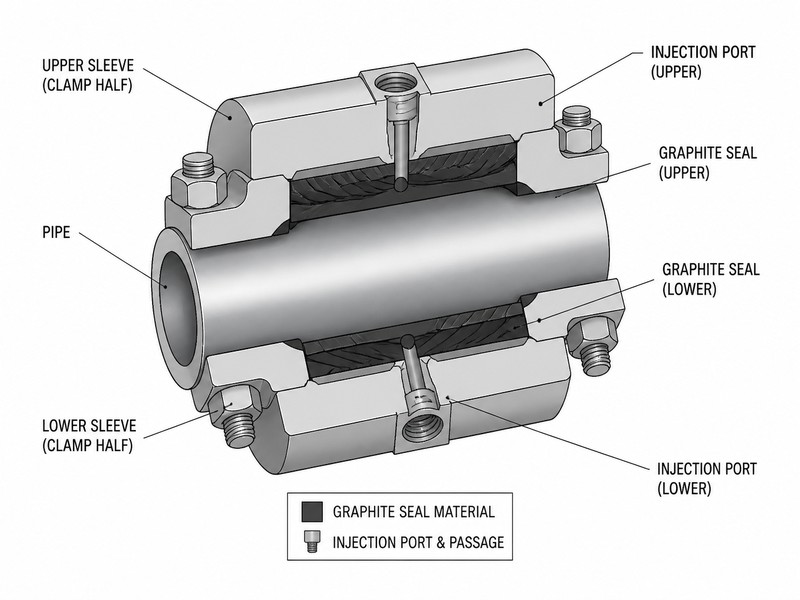 ASME_Steam_Leak_Repair_Clamp_Technical ASME Section VIII clamp cross-section diagram