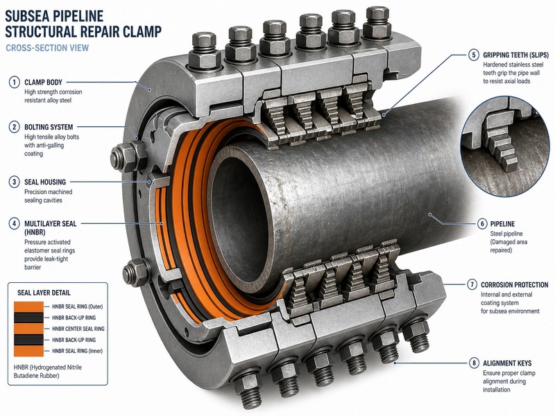 subsea-structural-repair-clamp-3d-cross-section-technical-schematic