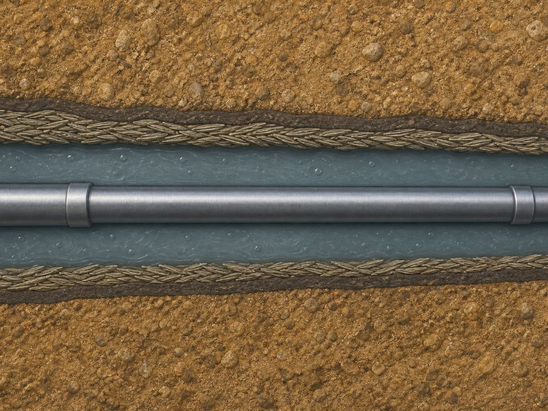 Diagram of a bentonite filter cake forming on the bore wall during horizontal directional drilling