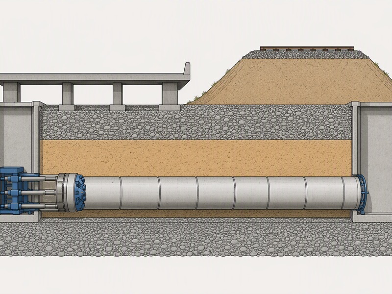 Illustration of an early microtunneling crossing beneath a highway and a railway in south Florida