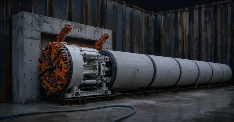 Microtunneling terminology glossary cover showing a microtunnel boring machine in a launch shaft