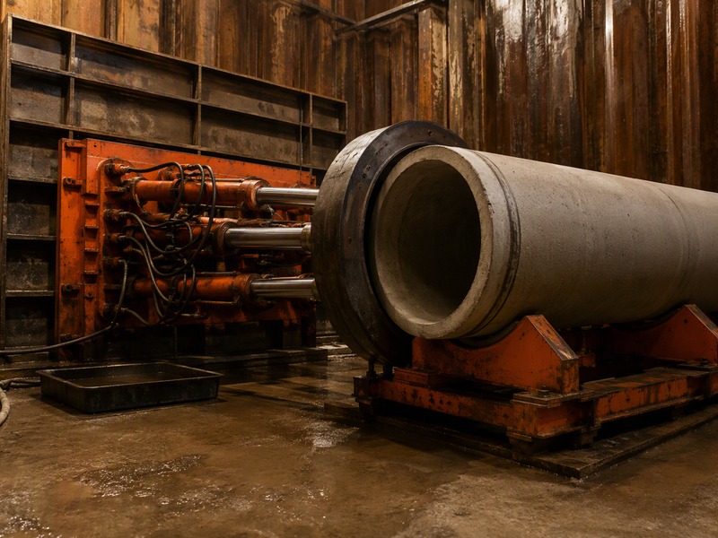 Launch shaft jacking setup with a jacking frame, thrust ring and thrust wall for pipe jacking
