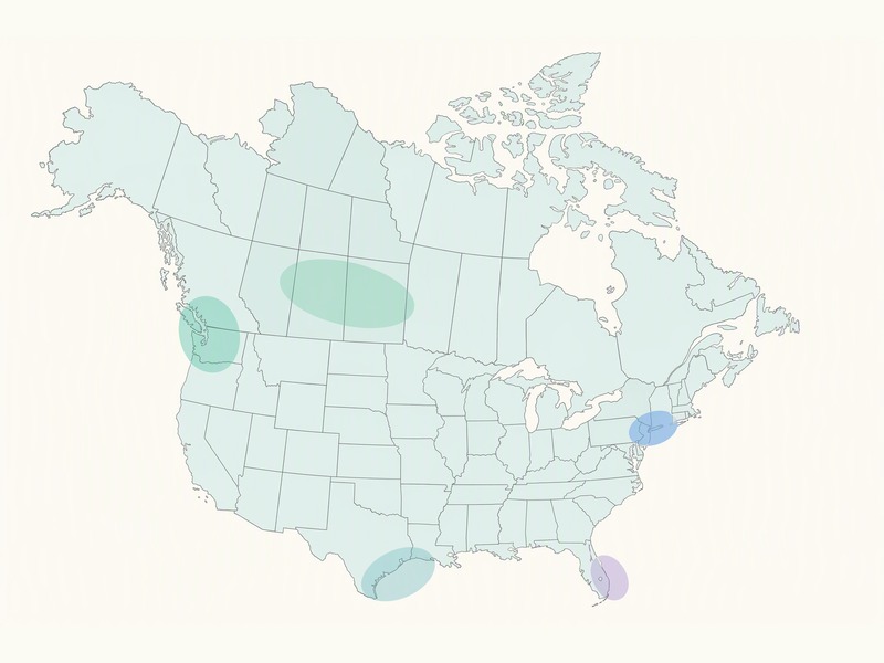 Map of North America marking the states and provinces where reported drives are concentrated.
