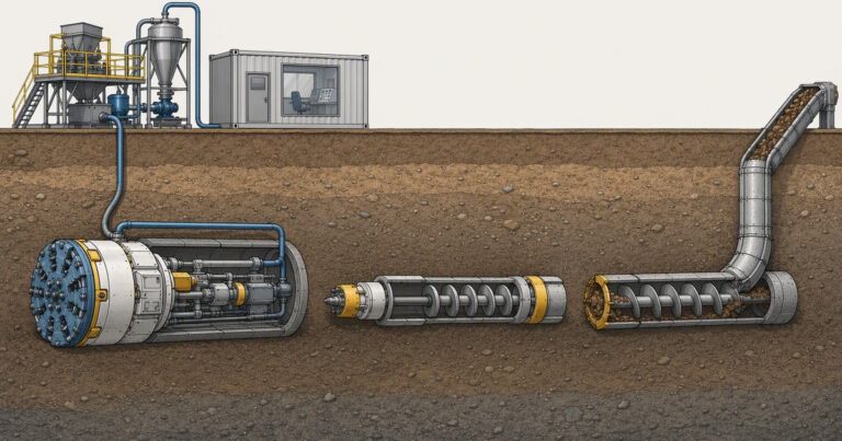 Slurry, pilot tube and auger microtunneling systems compared at a trenchless pipe jacking site