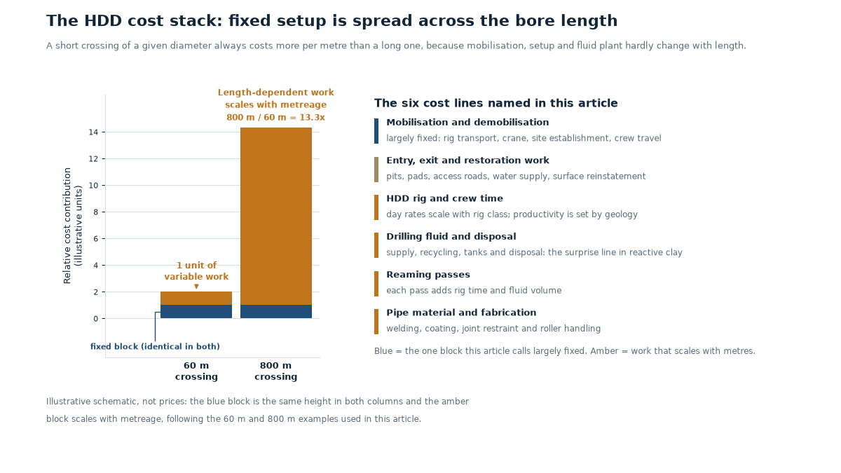 Stacked bar chart of the HDD crossing cost stack