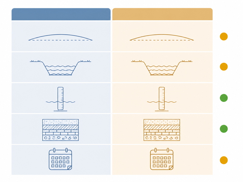 Decision matrix for oil and gas pipeline crossings comparing horizontal directional drilling with open-cut construction across length, watercourse, cover, ground and schedule conditions